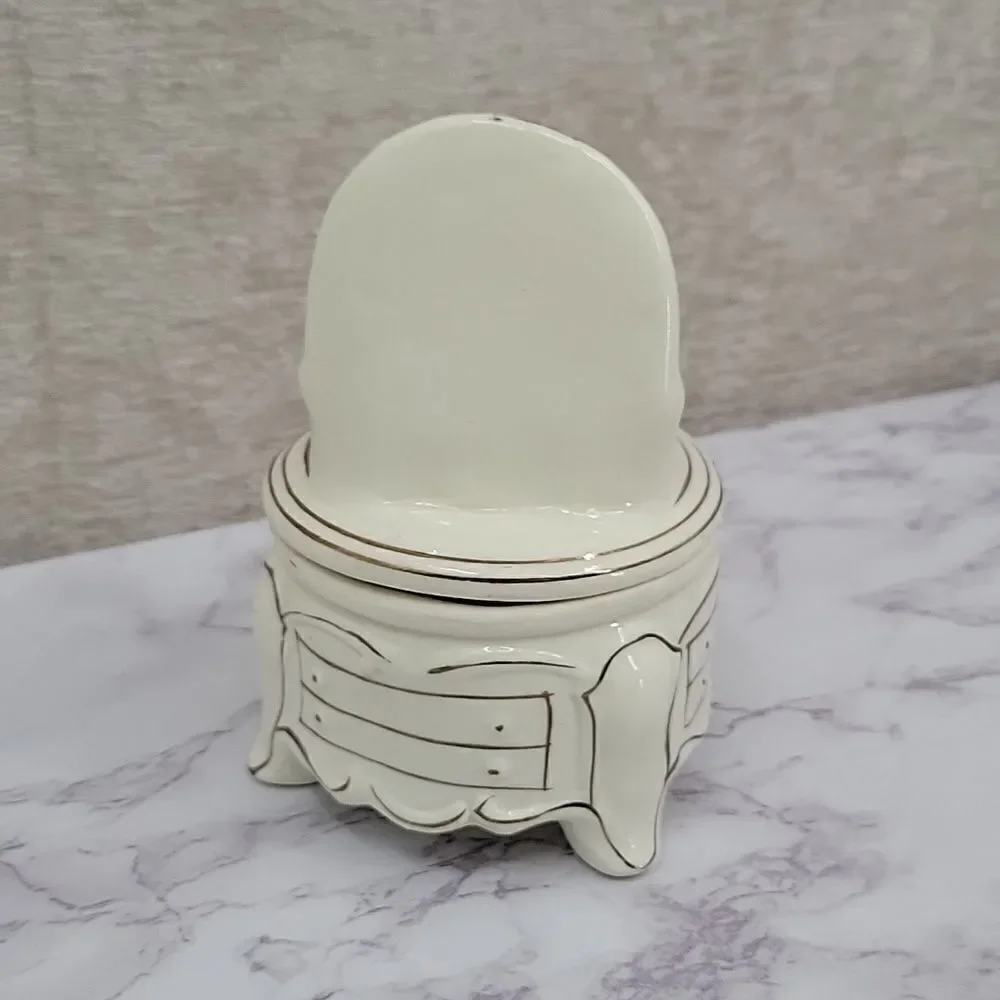 Jewelry Trinket Box Dresser Vanity with Mirror Vintage Floral Cream